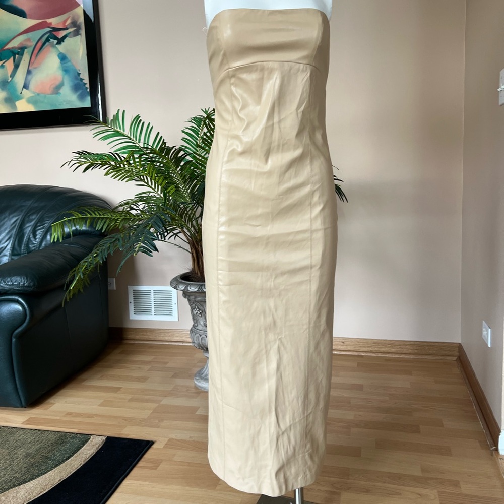 Zara Elegant Tan Strapless Dress Sz S